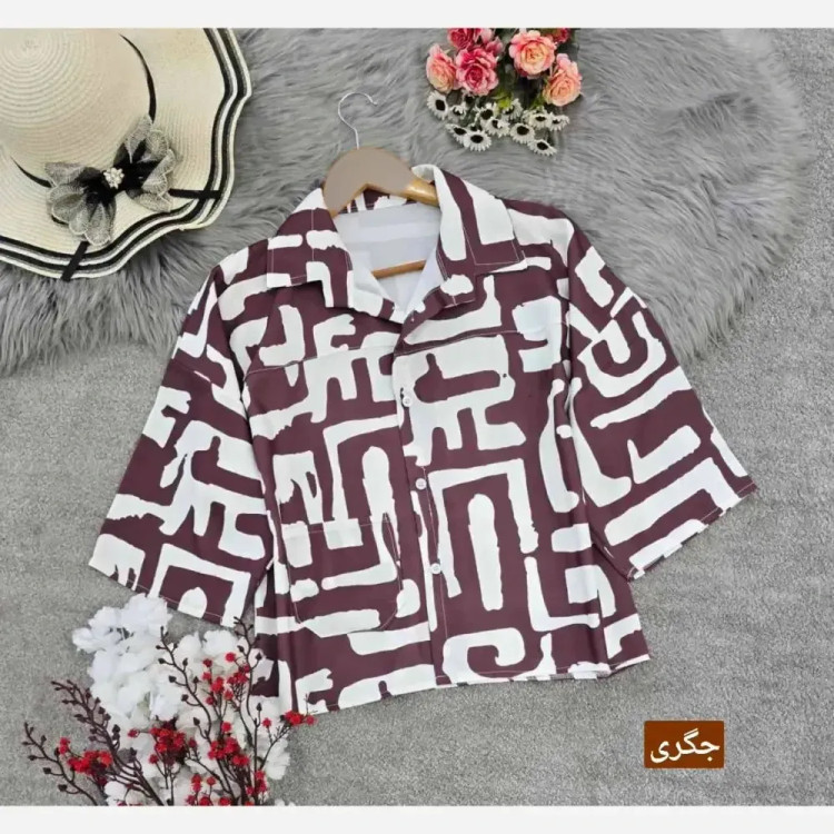 شومیز باکسی طرحدار جنس سوفیا ژاکارد فری سایز