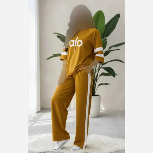 ست لباس راحتی زنانه تیشرت و شلوار وانگ جنس پنبه گلکسی سایز فری