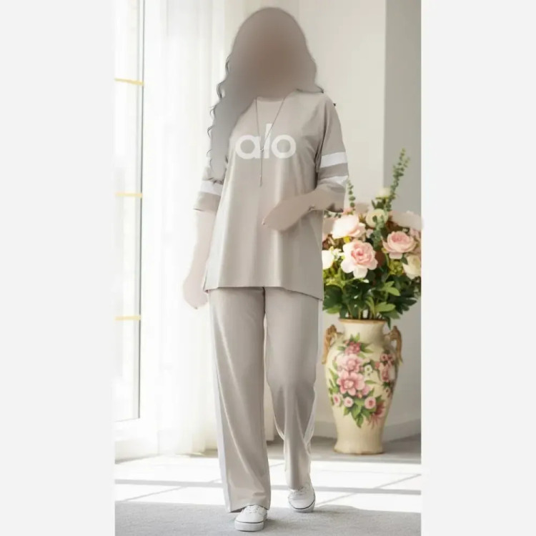 ست لباس راحتی زنانه تیشرت و شلوار وانگ جنس پنبه گلکسی سایز فری