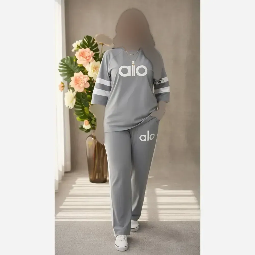 ست لباس راحتی زنانه تیشرت و شلوار وانگ جنس پنبه گلکسی سایز فری