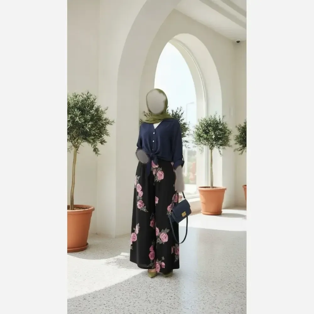 ست شومیز شلوار زنانه جنس شانتون و اسلپ سایز یک رنگ گلبو