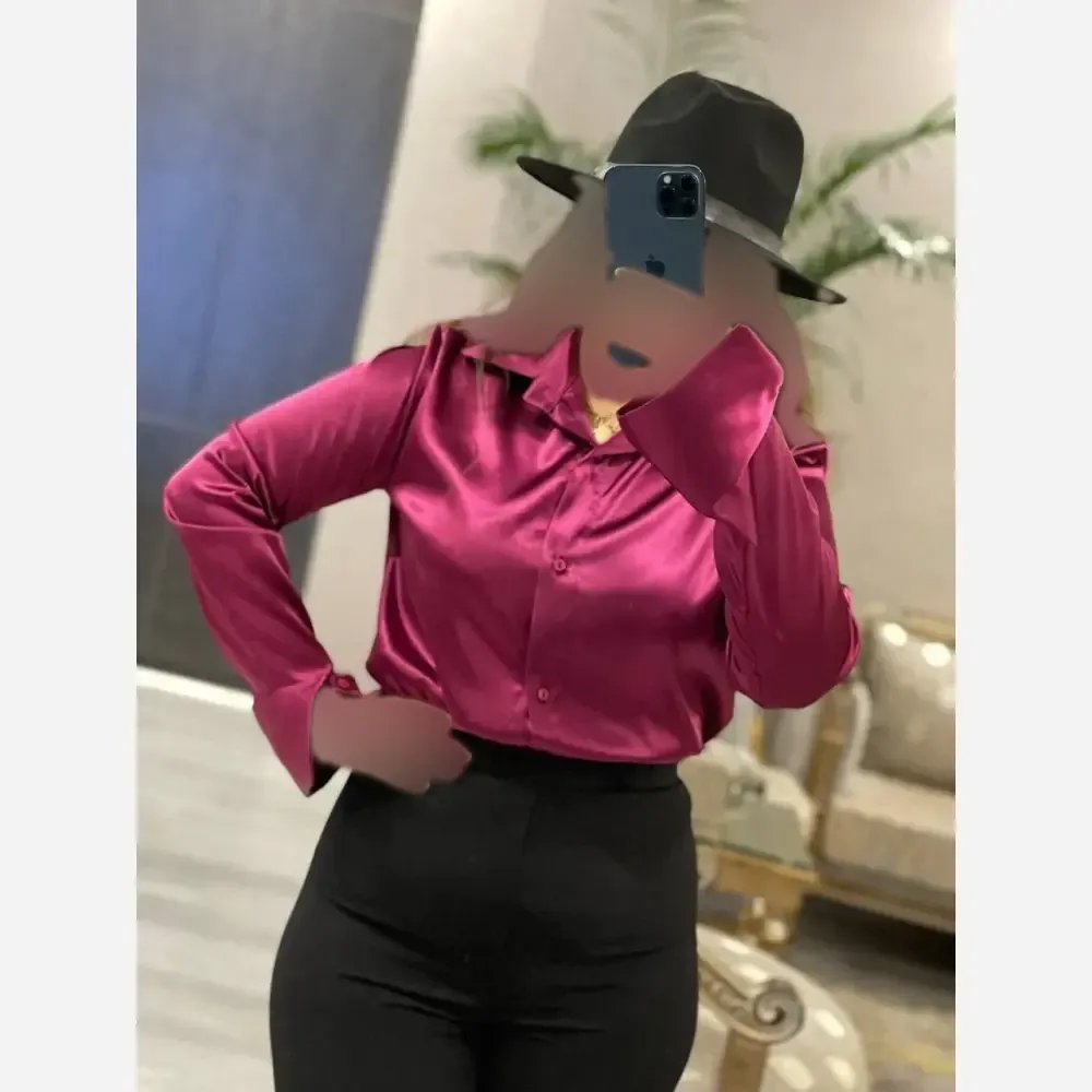 شومیز ساتن زنانه مدل گلبهار رنگ سرخابی و نارنجی