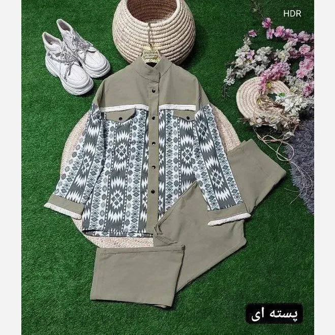 ست کیهان کتان کشی درجه یک رنگ پسته ای فری سایز 38 تا 46