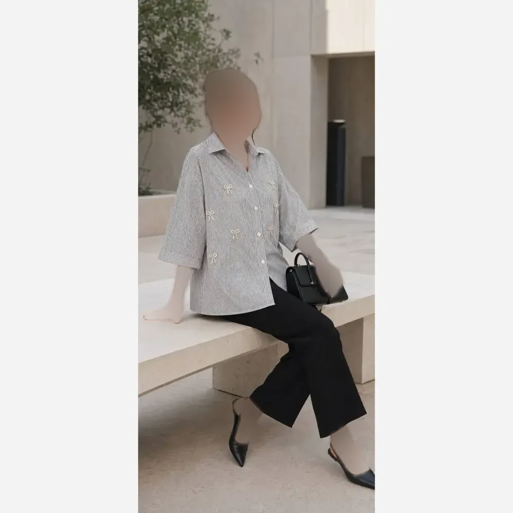 شومیز لنین نخ مرغوب پاپیونی مرواریدی فری سایز