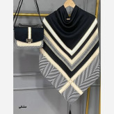 ست کیف و روسری ورساچه مخمل و چرم صنعتی با روسری نخی منگوله دار