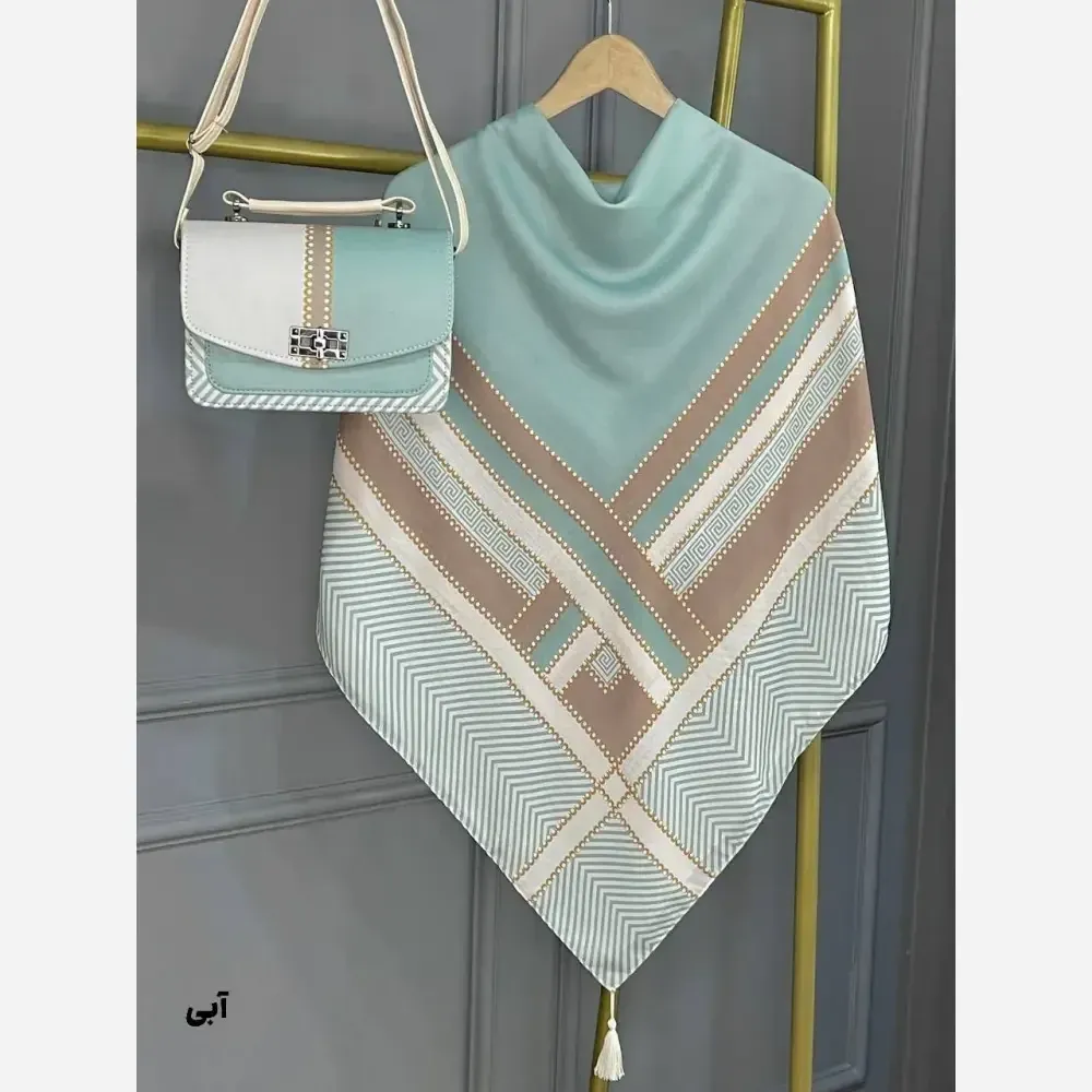 ست کیف و روسری ورساچه مخمل و چرم صنعتی با روسری نخی منگوله دار