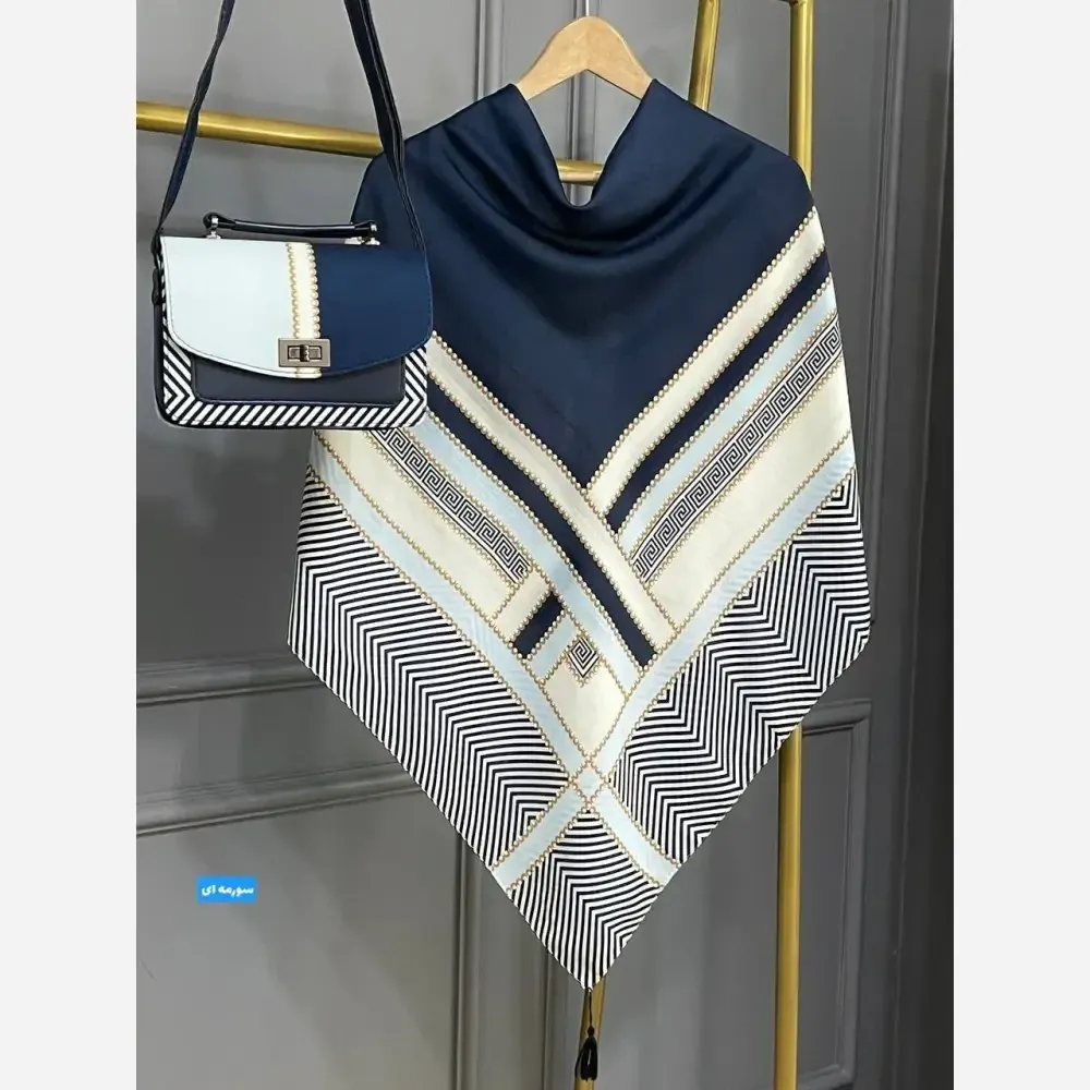 ست کیف و روسری ورساچه مخمل و چرم صنعتی با روسری نخی منگوله دار