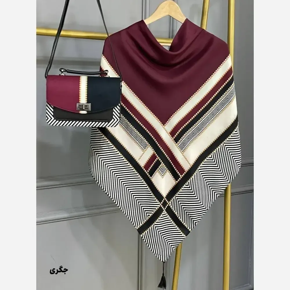 ست کیف و روسری ورساچه مخمل و چرم صنعتی با روسری نخی منگوله دار