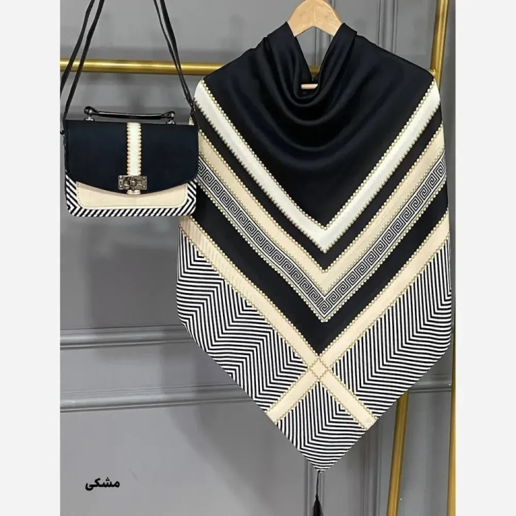 ست کیف و روسری ورساچه مخمل و چرم صنعتی با روسری نخی منگوله دار