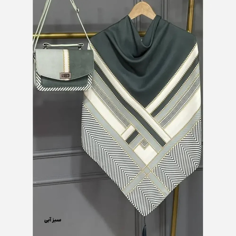 ست کیف و روسری ورساچه مخمل و چرم صنعتی با روسری نخی منگوله دار
