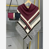 ست کیف و روسری ورساچه مخمل و چرم صنعتی با روسری نخی منگوله دار