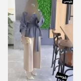 ست مانتو شلوار مازراتی مدل شنیز فری سایز تا 48