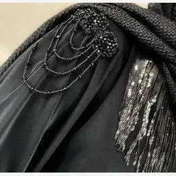 پیراهن گلدوزی زنانه مدل پاپیون جنس شانتون دبل عنکبوتی فری سایز