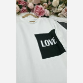 ست تیشرت شلوار زنانه طرح Love جنس گلکسی نخ پنبه سایز فری