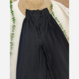 شلوار پلیسه زنانه ساتن فری سایز کمر کشی
