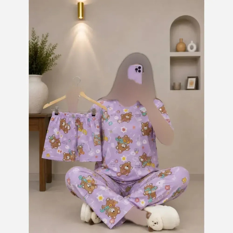 ست سه تیکه راحتی نخ پنبه خارجی زنانه