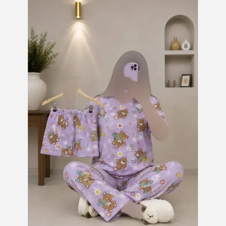 ست سه تیکه راحتی نخ پنبه خارجی زنانه