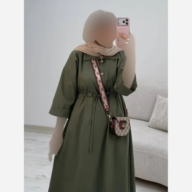 پیراهن لنین سالومه زنانه بلند رنگی فری سایز