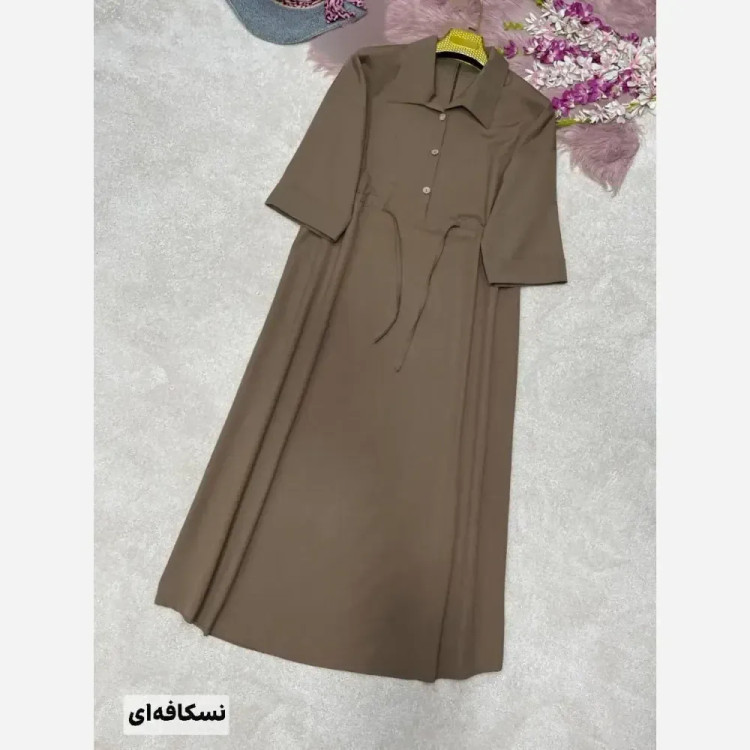 پیراهن لنین سالومه زنانه بلند رنگی فری سایز