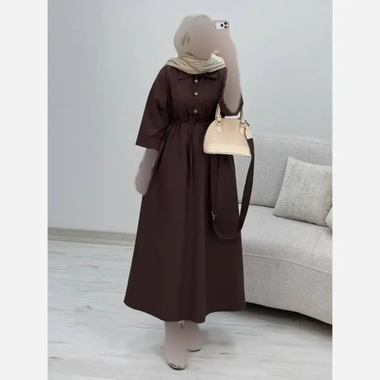 پیراهن لنین سالومه زنانه بلند رنگی فری سایز