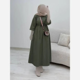 پیراهن لنین سالومه زنانه بلند رنگی فری سایز