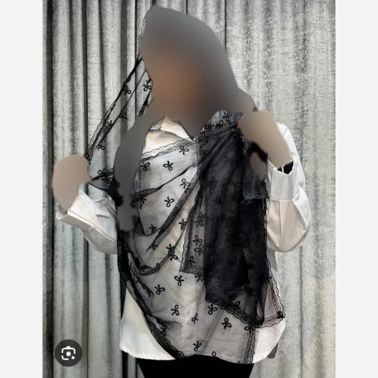 شال تور دانتل طرحدار حاشیه دانتل ابعاد 180 در 70 زنانه