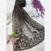 شال تور دانتل طرحدار حاشیه دانتل ابعاد 180 در 70 زنانه