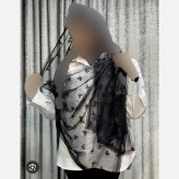 شال تور دانتل طرحدار حاشیه دانتل ابعاد 180 در 70 زنانه