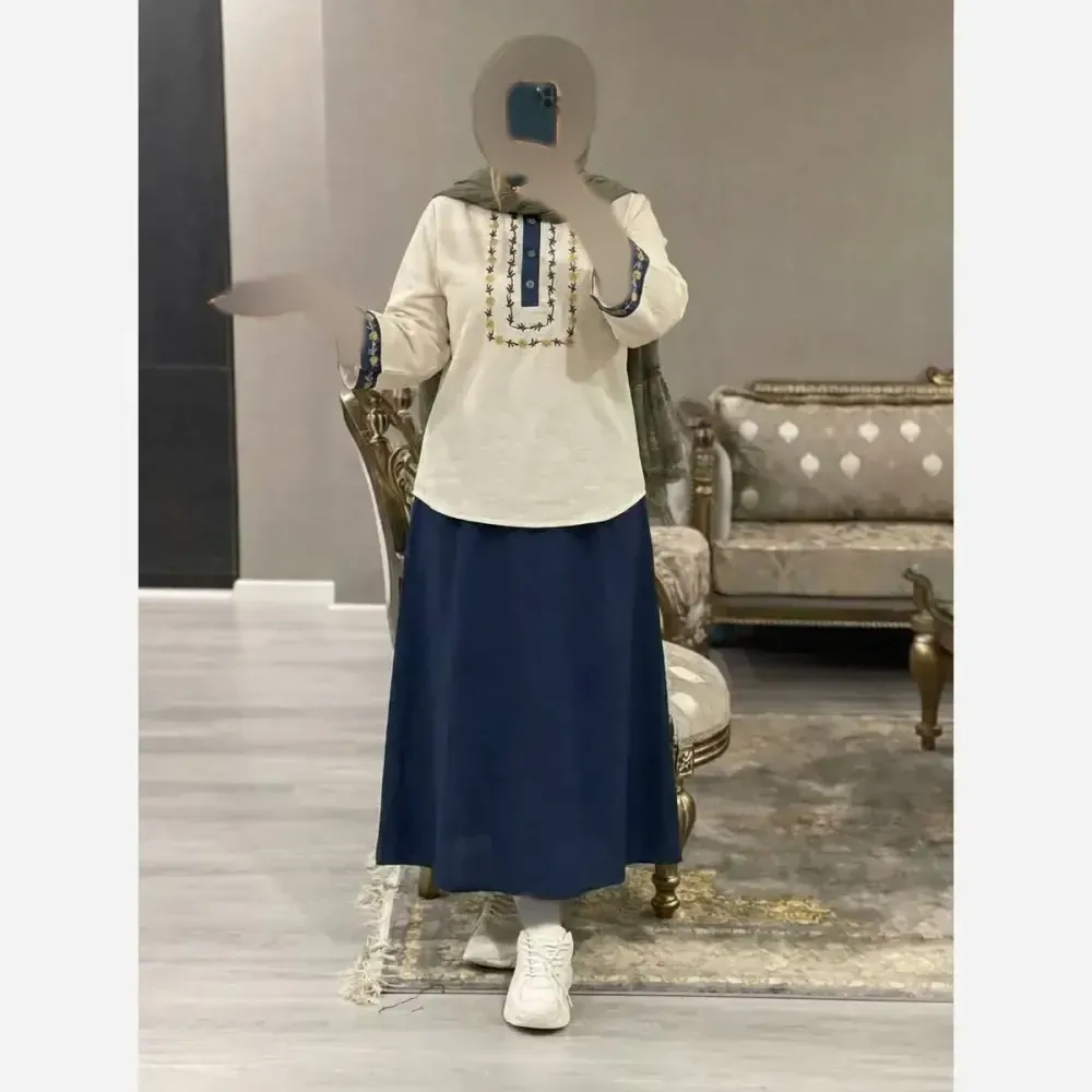 شومیز و دامن ژیوا لنین شانتون فری سایز زنانه رنگبندی متنوع