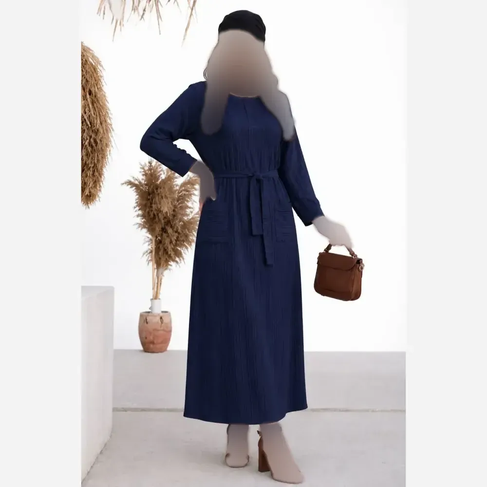 کفتان بلند زنانه جنس ایوا درجه یک رنگ سرمه ای و کرم سایز 38 تا 44
