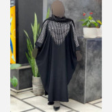 عبا افروز جنس الیزه چروک مشکی سایز 38 تا 50