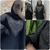 عبا افروز جنس الیزه چروک مشکی سایز 38 تا 50