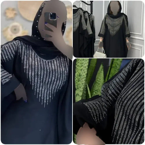 عبا افروز جنس الیزه چروک مشکی سایز 38 تا 50