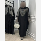 عبا افروز جنس الیزه چروک مشکی سایز 38 تا 50