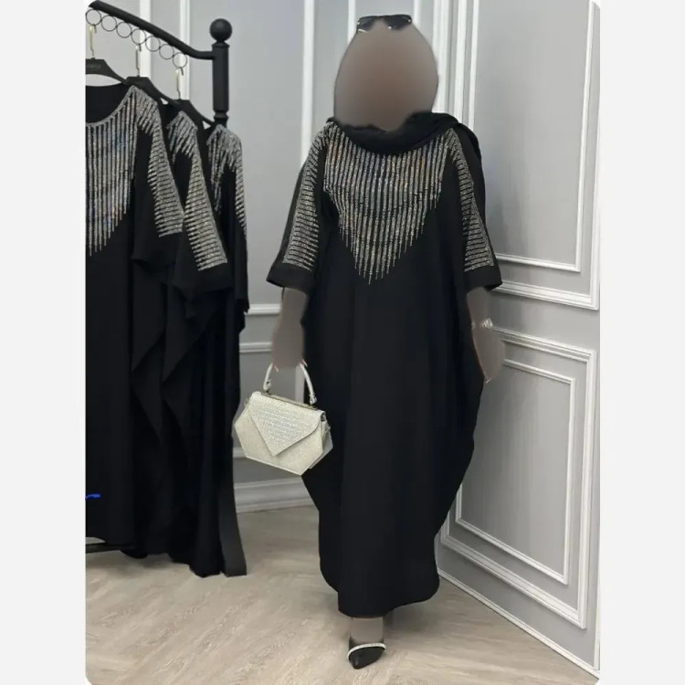 عبا افروز جنس الیزه چروک مشکی سایز 38 تا 50