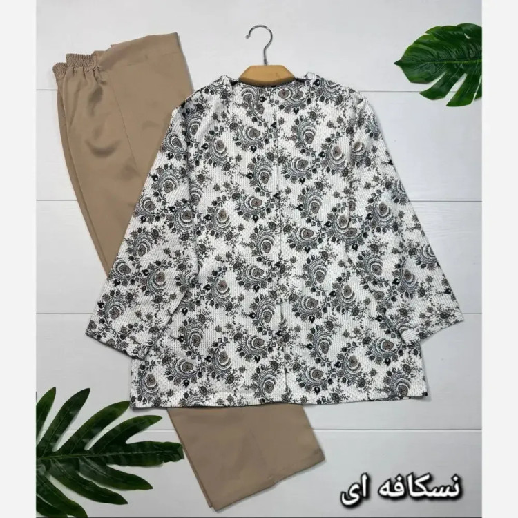 کت و شلوار زنانه مازراتی رنگ نسکافه ای سایز فری 38 تا 46 مدل مهوا