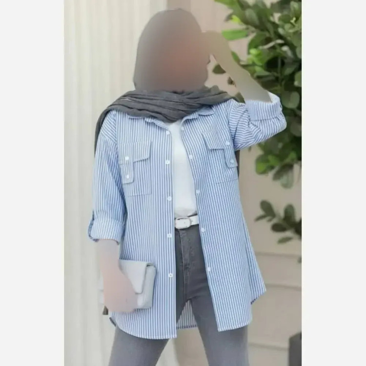 شومیز زنانه داکرون جیب صلیبی خنک تابستانی سایز 36 تا 48