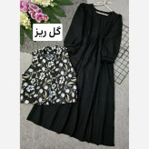 سارافون زنانه کرپ اندونزی با جلیغه سوزن دوزی دو تیکه فری سایز