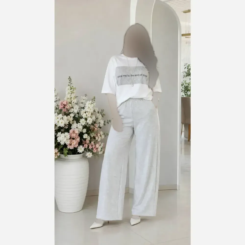 ست تیشرت شلوار زنانه گلکسی نخ پنبه سایز فری 38 تا 48
