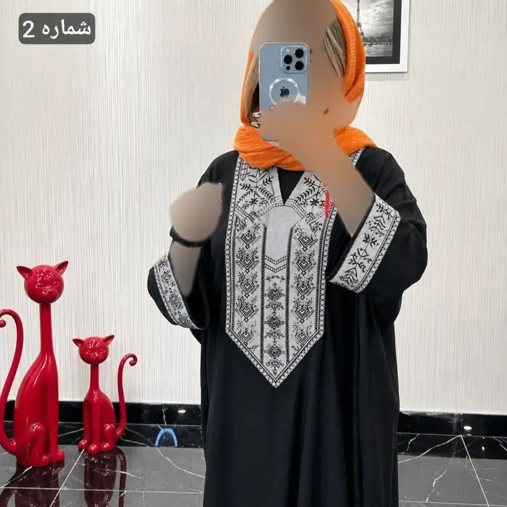 مانتو عبایی سمیرا جنس کرپ اسکاچی و کتیبه تافته فری سایز