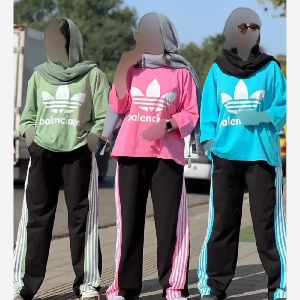 ست بالنسیاگا زنانه پنبه گلکسی فری سایز نسکافه ای روشن بنتون صورتی
