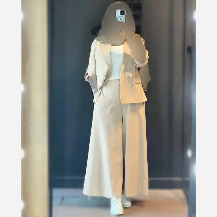 کت و شلوار زنانه لینن نچرال مدل نیکی