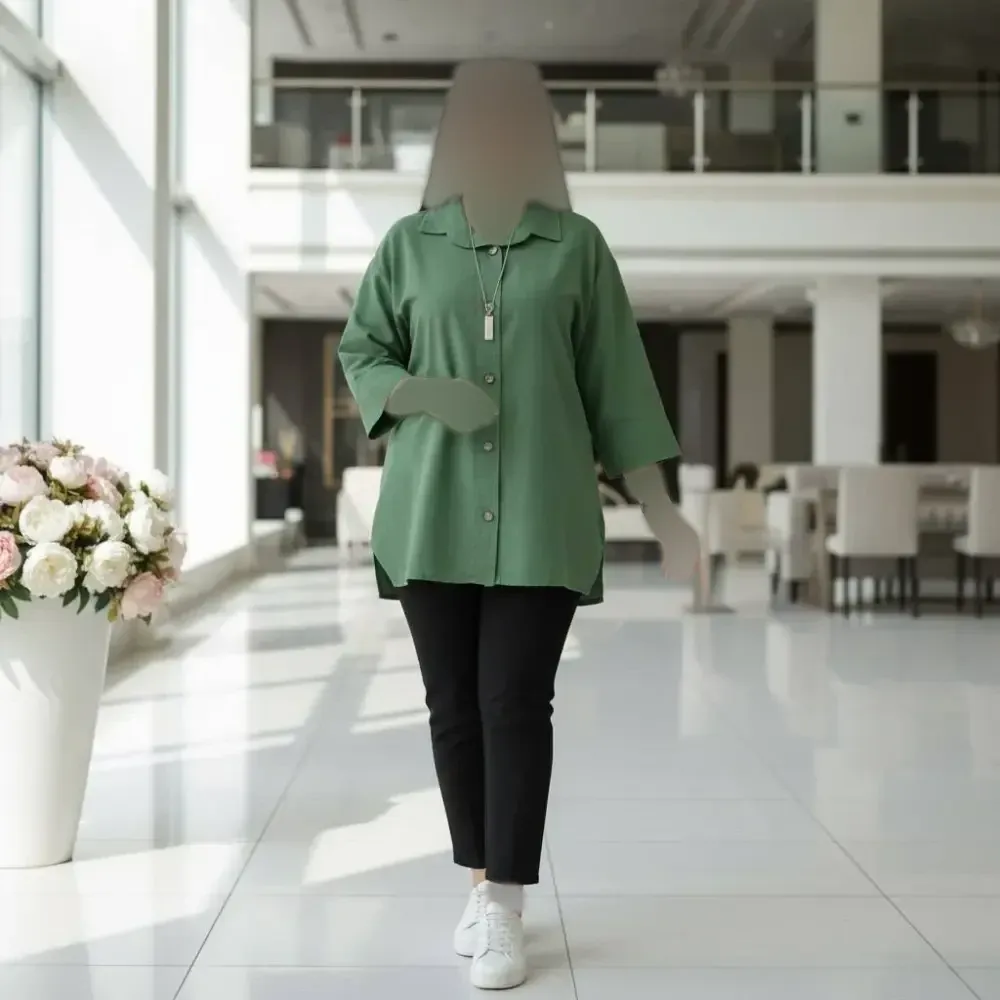 مانتو باکسی لنین پنبه ستایش فری سایز
