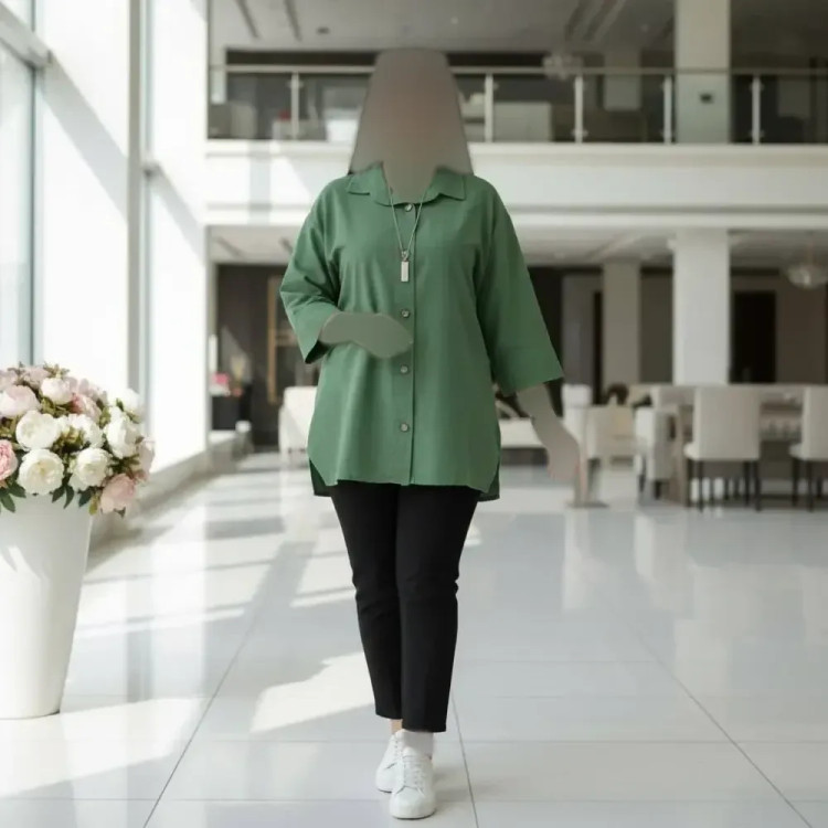 مانتو باکسی لنین پنبه ستایش فری سایز