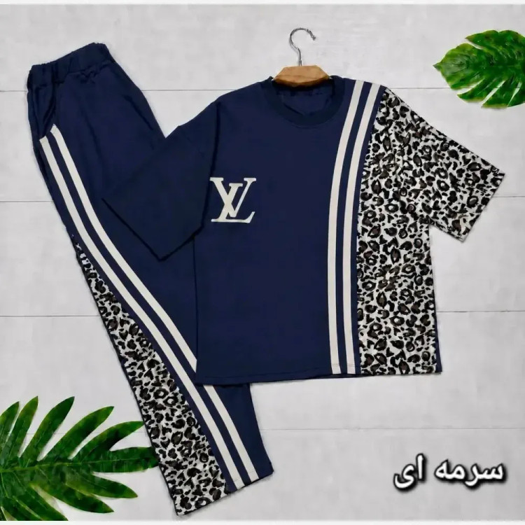 ست تیشرت و شلوار ترانه جنس پنبه باکیفیت سایز فری سایز 38 تا 46