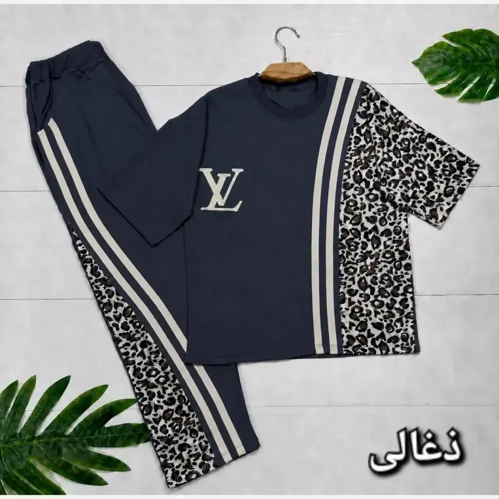 ست تیشرت و شلوار ترانه جنس پنبه باکیفیت سایز فری سایز 38 تا 46