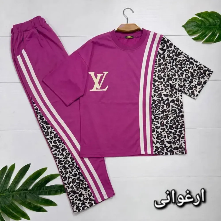 ست تیشرت و شلوار ترانه جنس پنبه باکیفیت سایز فری سایز 38 تا 46