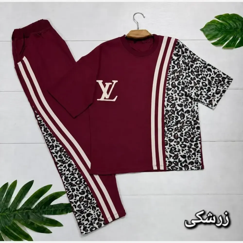 ست تیشرت و شلوار ترانه جنس پنبه باکیفیت سایز فری سایز 38 تا 46