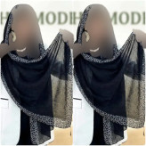 شال پلنگی مشکی پلیسه ریز مجلسی ابعاد 180 در 70 سانتی متر