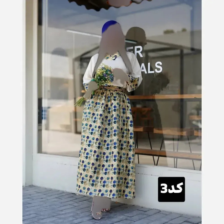 ست 4 تیکه شومیز و دامن لینن وارداتی کاترینا سایز 38 تا 46